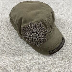 Embellished olive green Sunflower Hat
